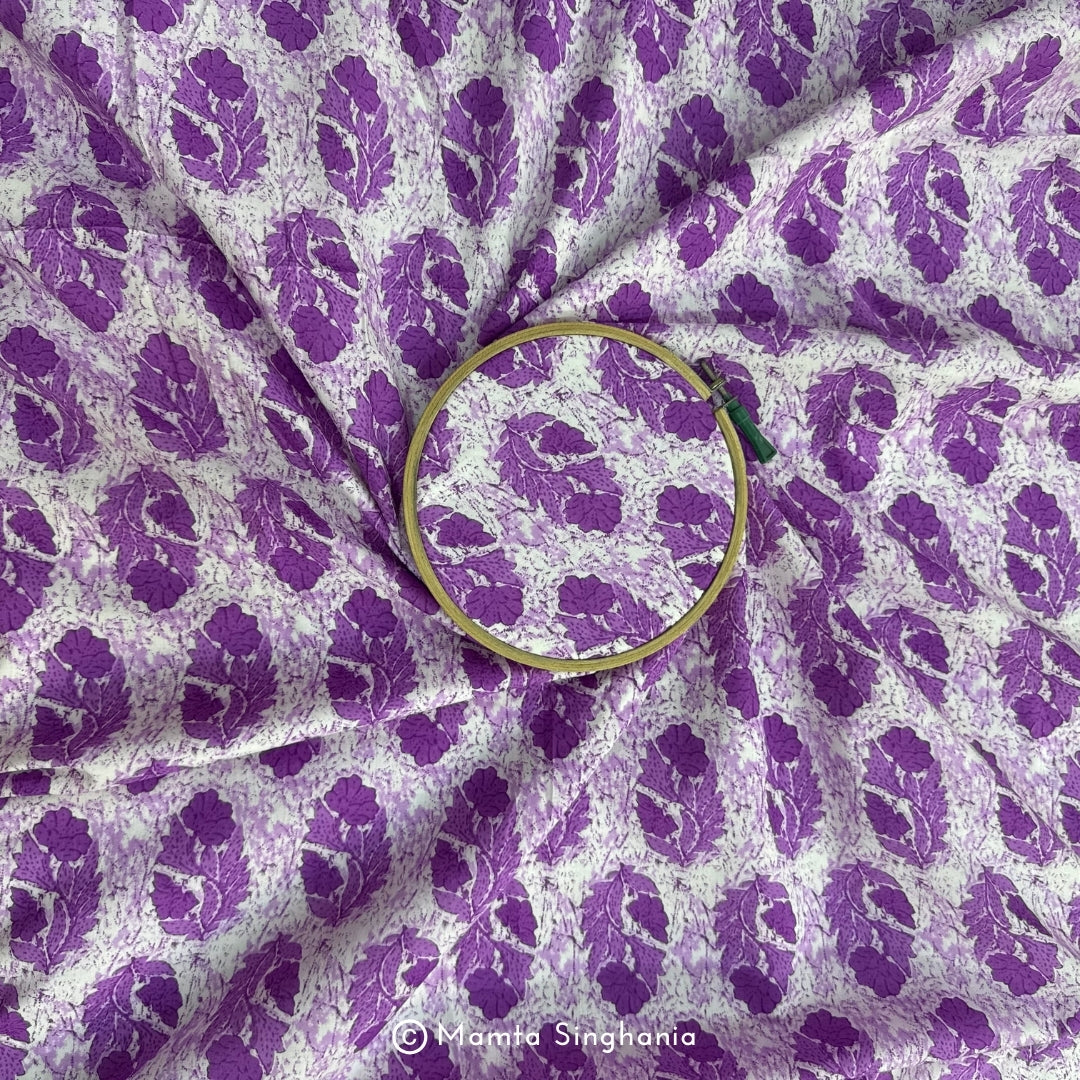 Purple Floral Printed Cotton Fabric