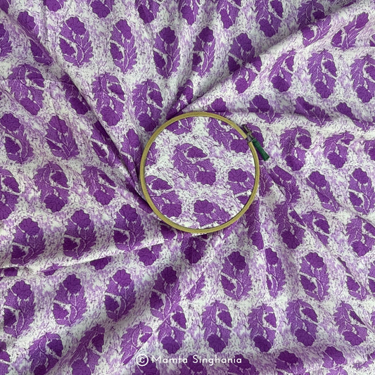 Purple Floral Printed Cotton Fabric