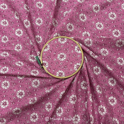 Onion Pink Floral Printed Cotton Fabric