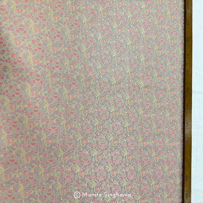 Silver Banarasi Brocade Katan Silk Fabric