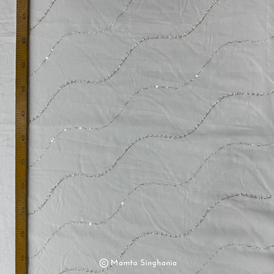 White Plain Dyeable Embroidered Georgette Fabric