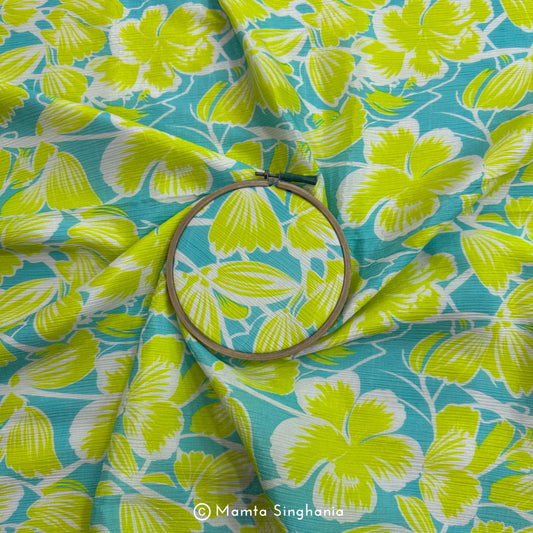 Floral Printed Crush Cotton Fabric