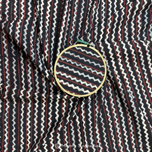 Black Stripe Printed Cotton Fabric
