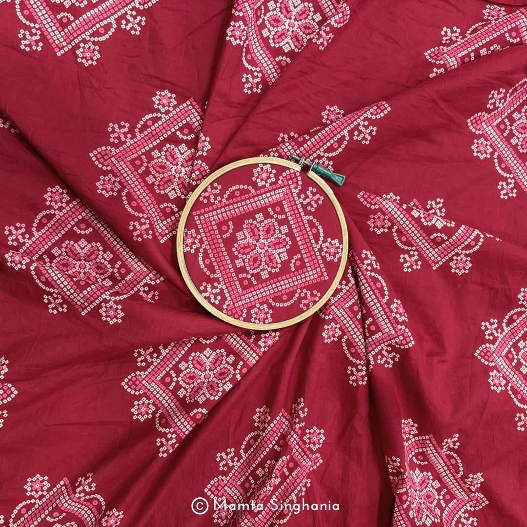 Barn Red Printed Cotton Fabric