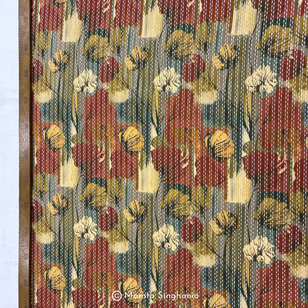Abstract Floral Printed Self Weave Cotton Fabric