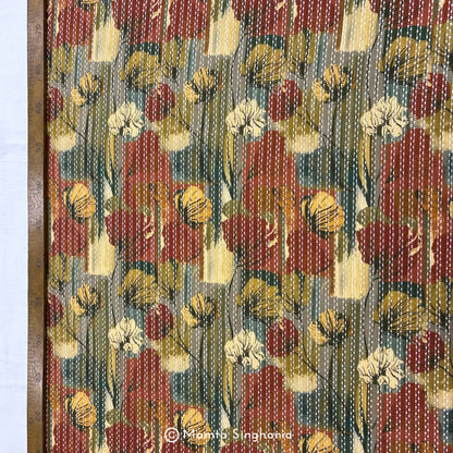 Abstract Floral Printed Self Weave Cotton Fabric
