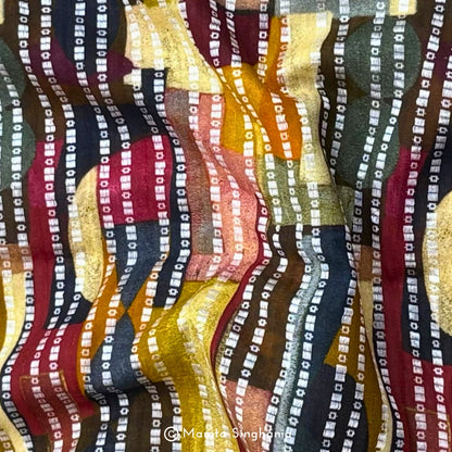 Abstract Printed Self Weave Cotton Fabric