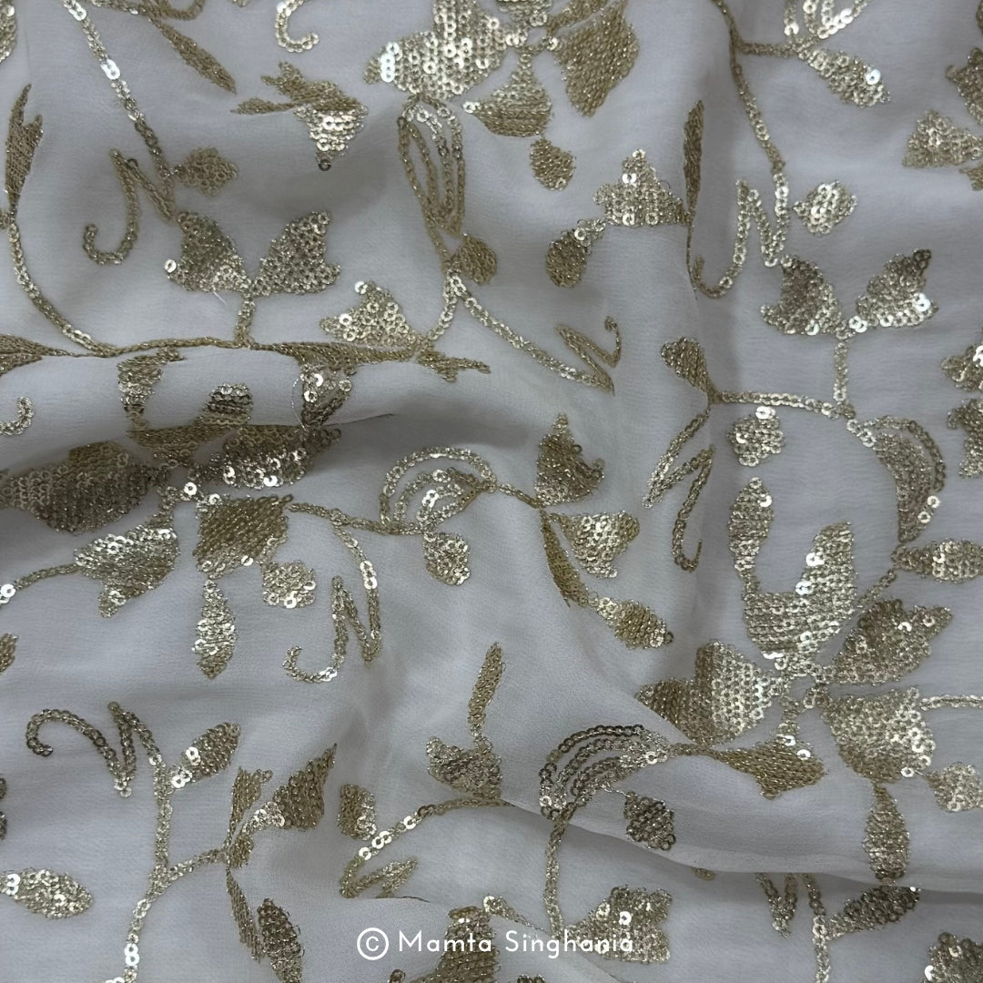 White Plain Dyeable Embroidered Georgette Fabric