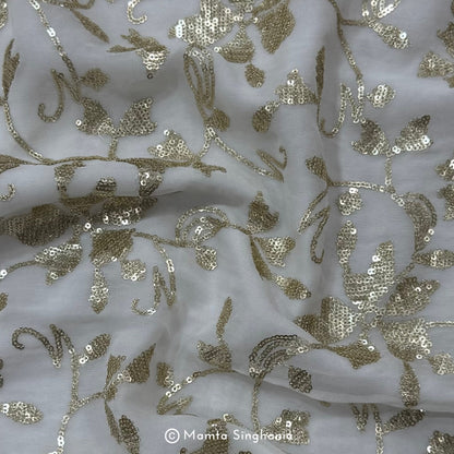 White Plain Dyeable Embroidered Georgette Fabric