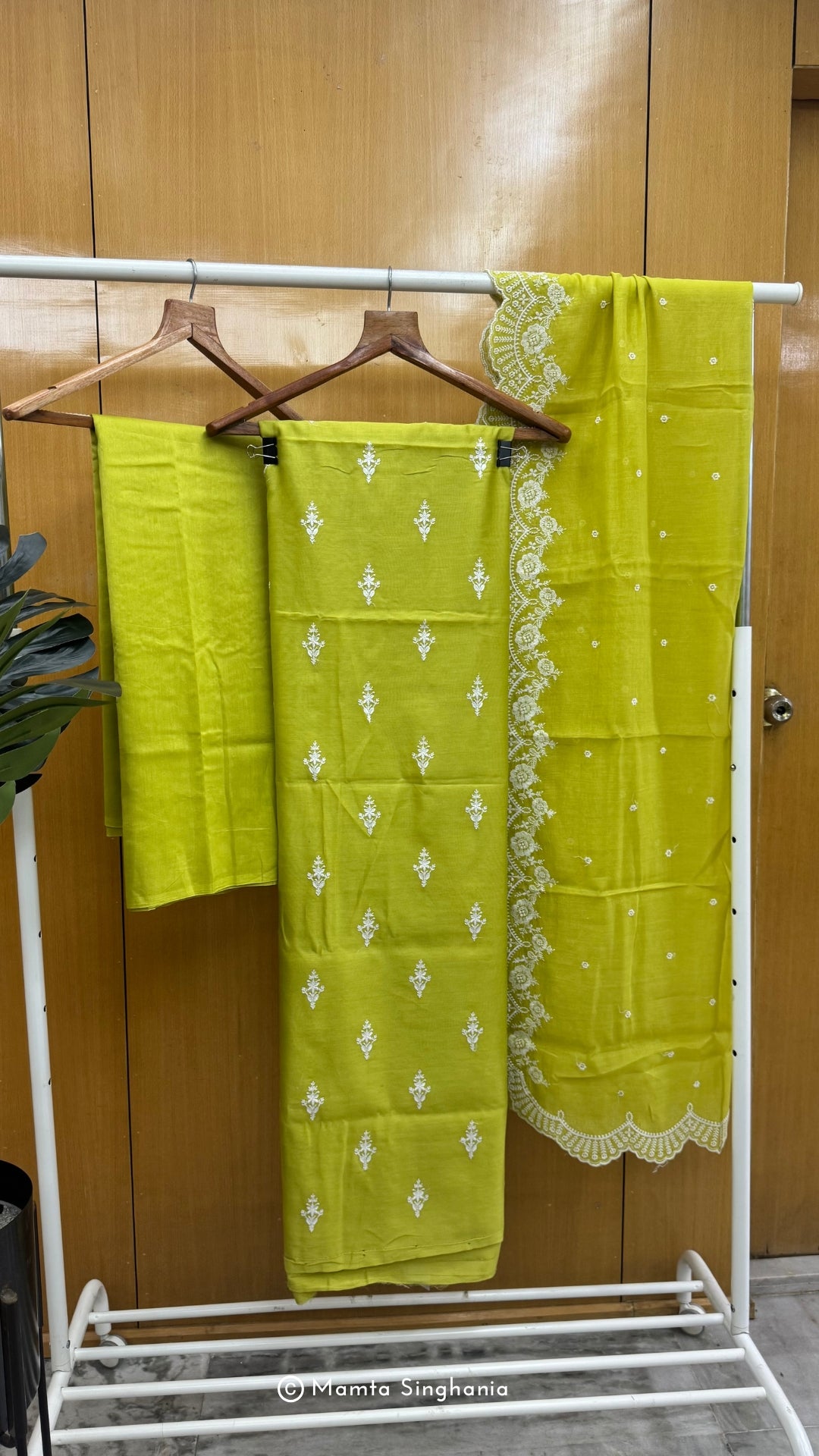 Parrot Green Embroidered Unstitched Suit Set