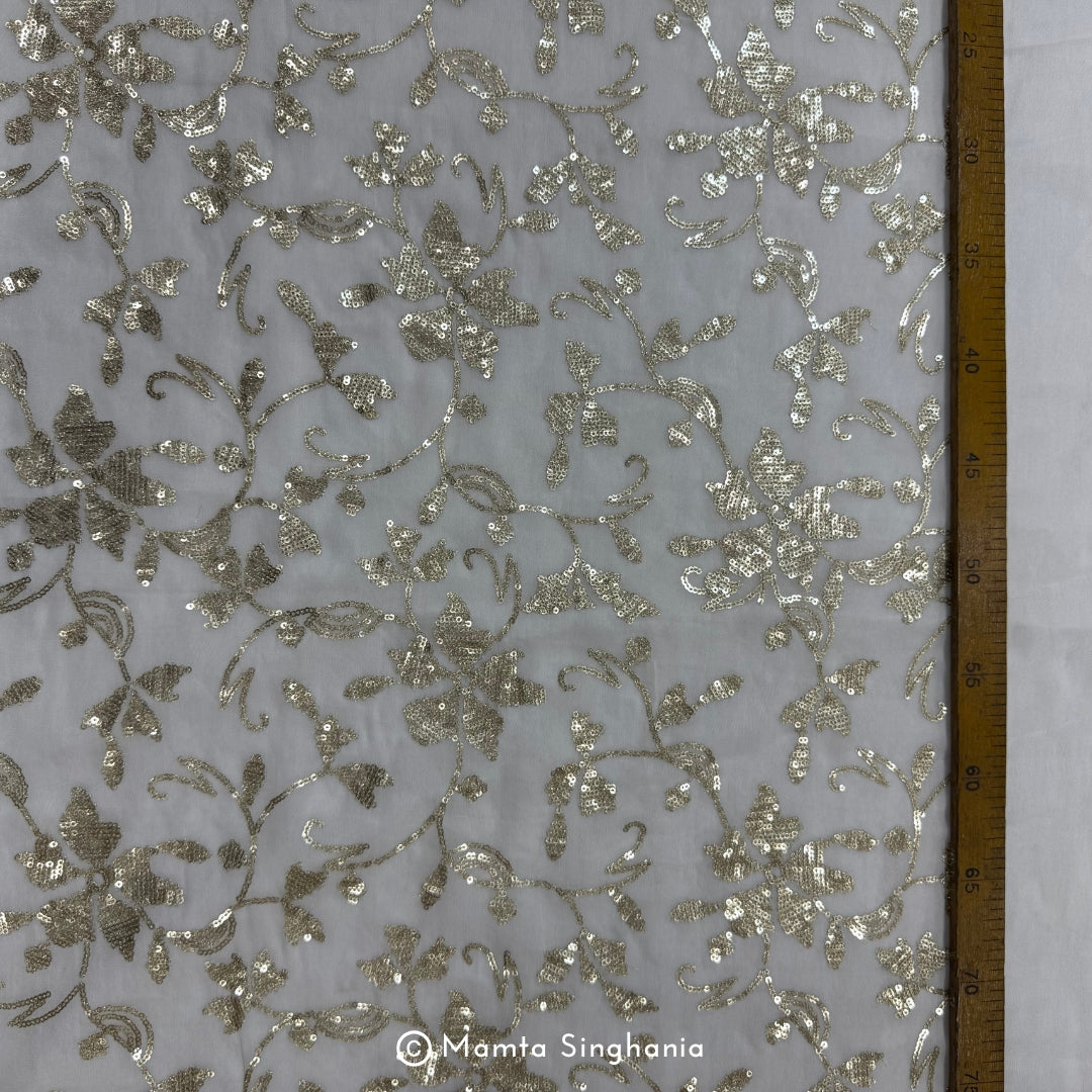 White Plain Dyeable Embroidered Georgette Fabric