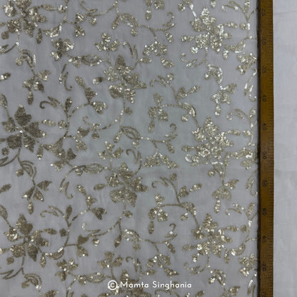 White Plain Dyeable Embroidered Georgette Fabric