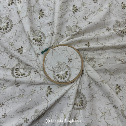 White Plain Dyeable Embroidered Georgette Fabric
