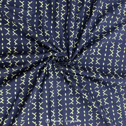 Blue Abstarct Printed Cotton Fabric