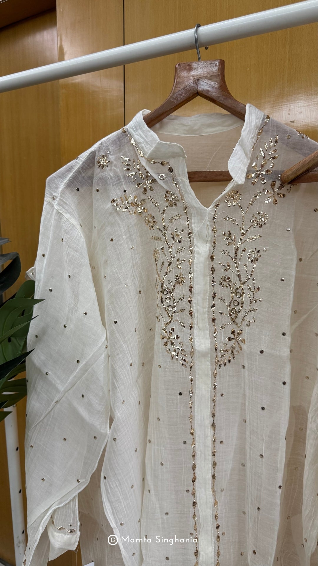 White Semi-stitched Mukaish Co-ord Set