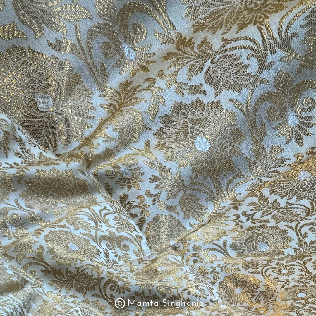 Dyable Banarasi Brocade Katan Silk Fabric