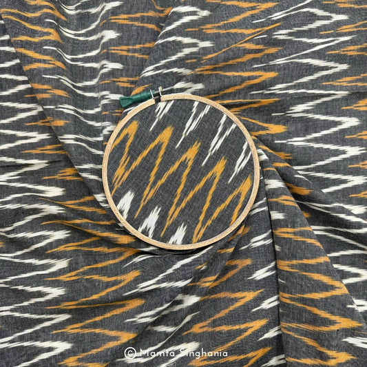 Grey Zig-zag Ikkat Fabric