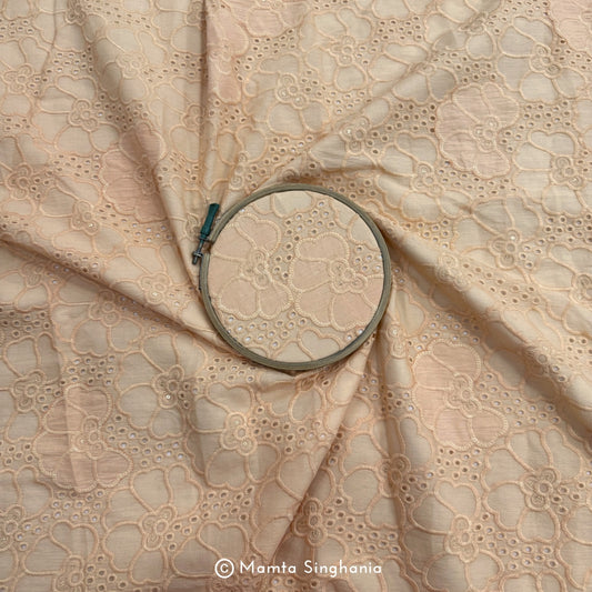 Light Pastel Orange Floral Hakoba Mul Cotton Fabric