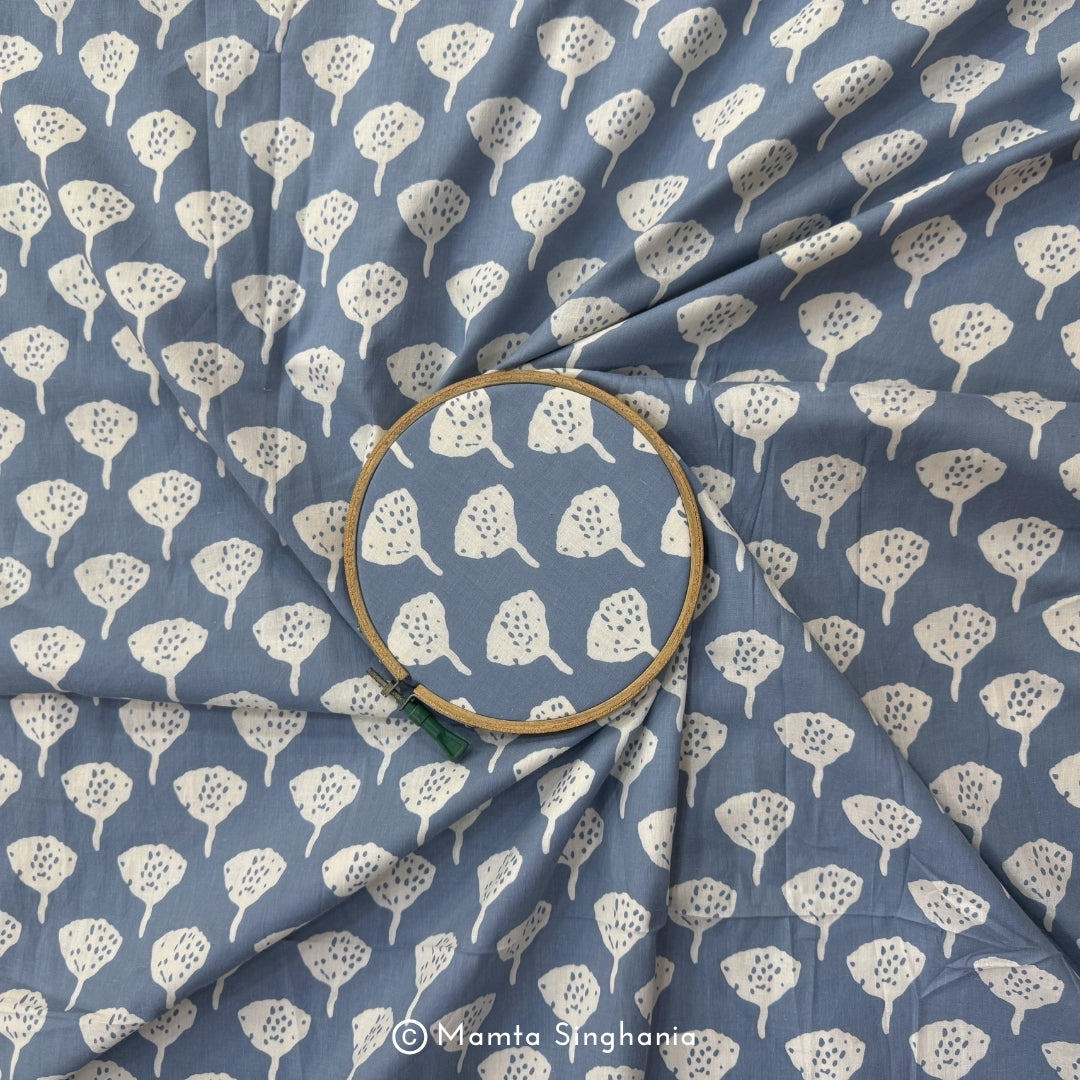Light Grey Abstarct Printed Cotton Fabric