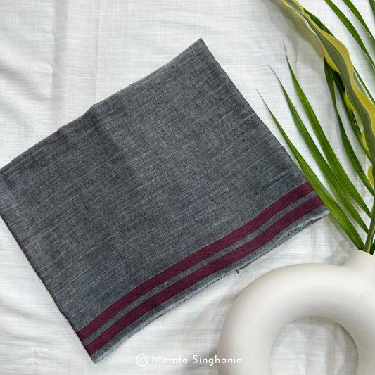 Handloom Cotton Stole in Grey Colour