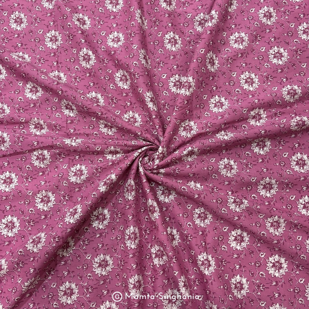 Onion Pink Floral Printed Cotton Fabric