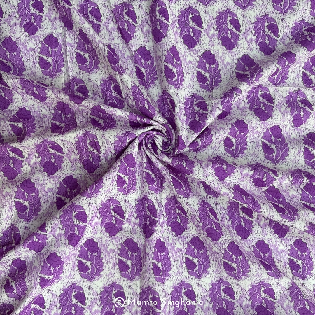 Purple Floral Printed Cotton Fabric
