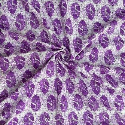 Purple Floral Printed Cotton Fabric