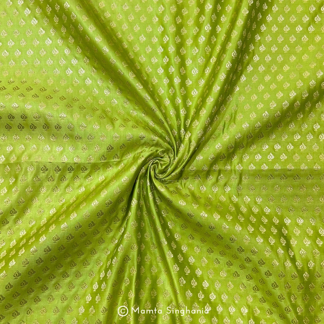 Green Banarasi Brocade Katan Silk Fabric
