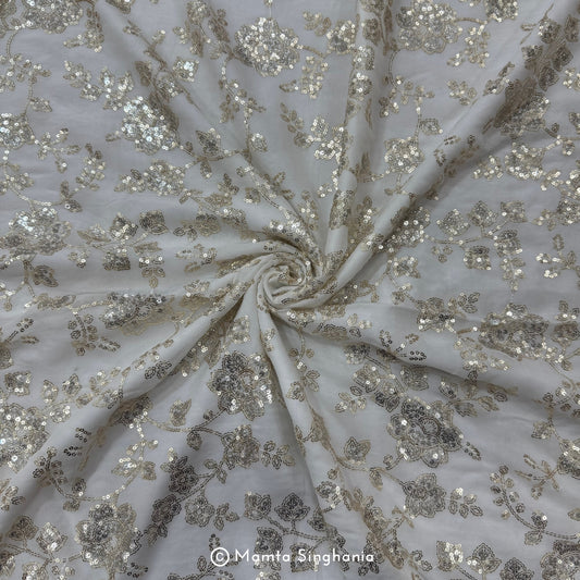 White Plain Dyeable Embroidered Georgette Fabric