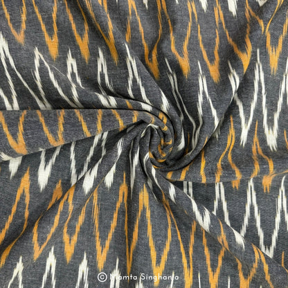 Grey Zig-zag Ikkat Fabric