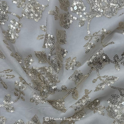 White Plain Dyeable Embroidered Georgette Fabric