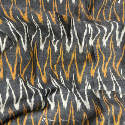 Grey Zig-zag Ikkat Fabric