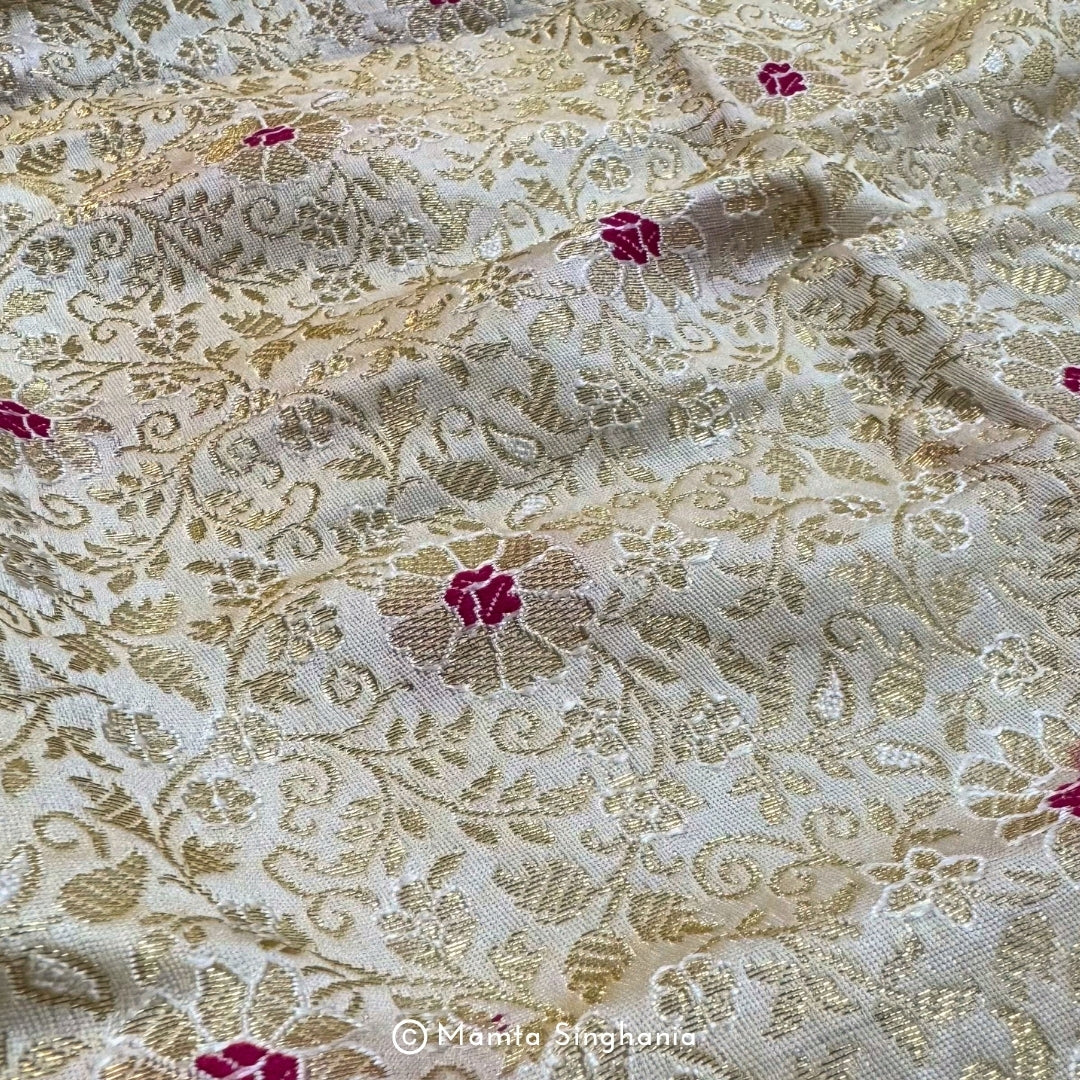 Dyable Banarasi Brocade Katan Silk Fabric