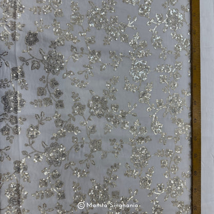 White Plain Dyeable Embroidered Georgette Fabric