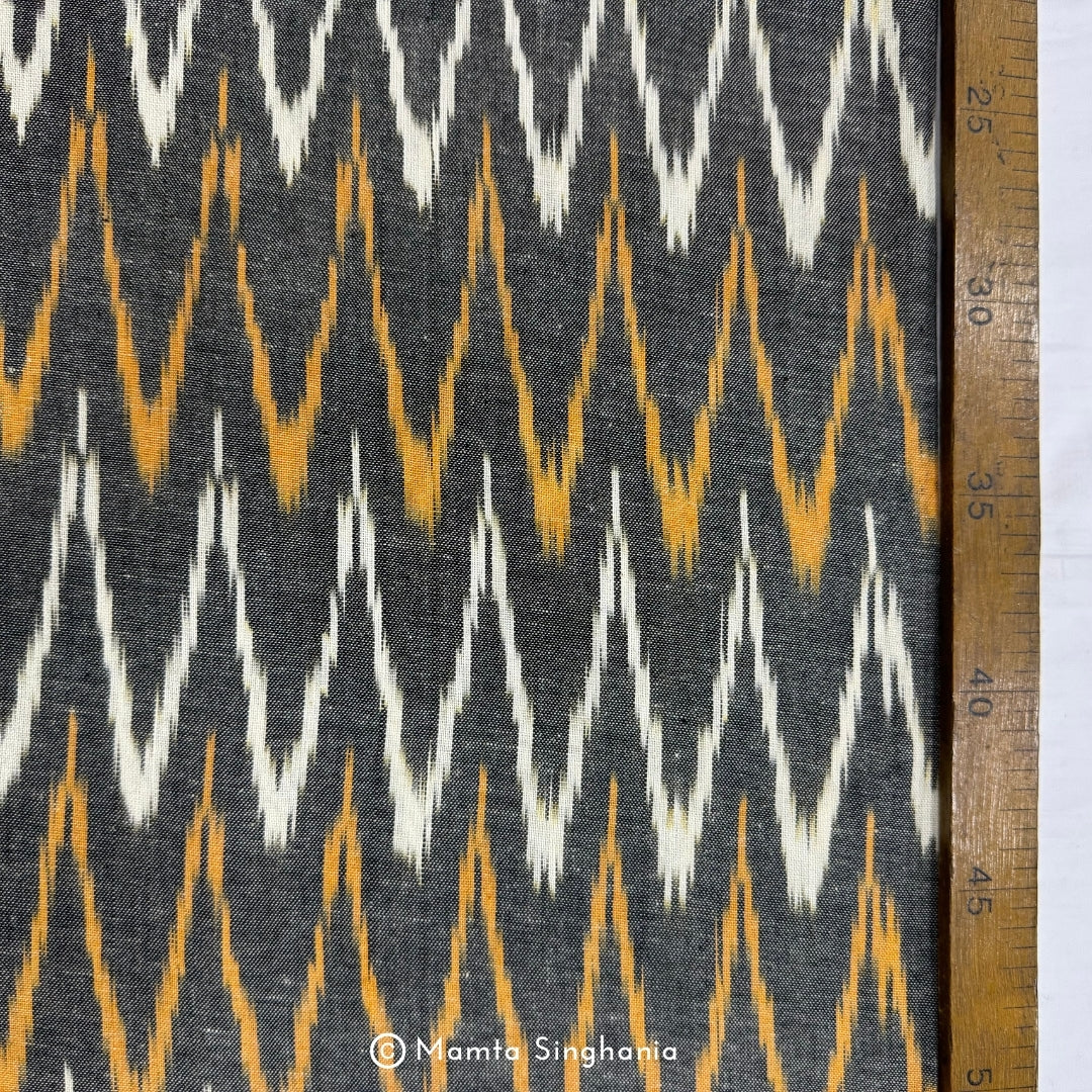 Grey Zig-zag Ikkat Fabric