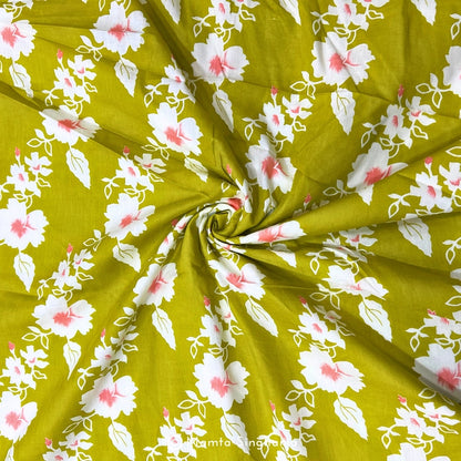 Yellow Floral Printed Cotton Fabric