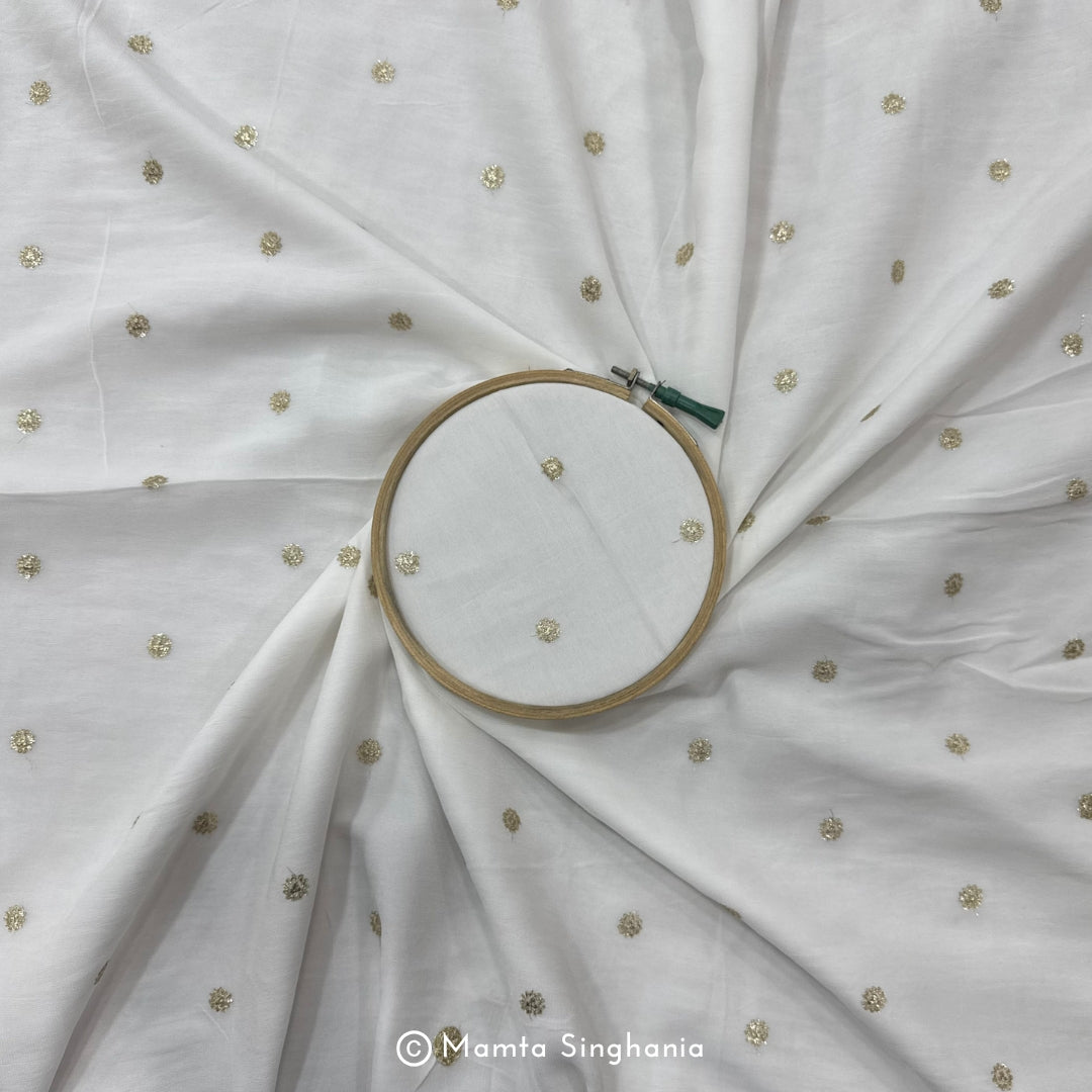 White Plain Dyeable Embroidered Georgette Fabric