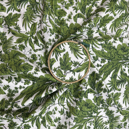 Green Floral Printed Cotton Fabric