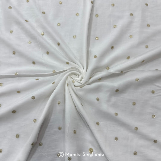 White Plain Dyeable Embroidered Georgette Fabric