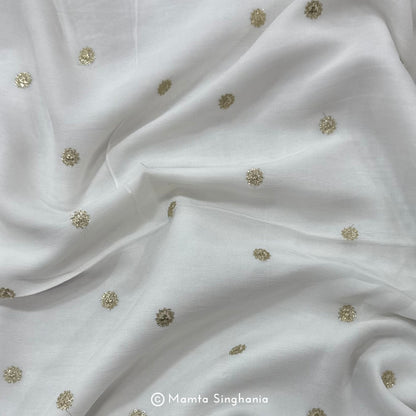 White Plain Dyeable Embroidered Georgette Fabric