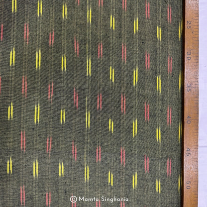 Bottle Green Ikkat Fabric