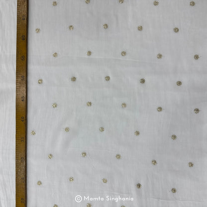 White Plain Dyeable Embroidered Georgette Fabric