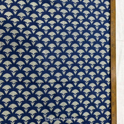 Dark Blue Abstract Printed Cotton Fabric