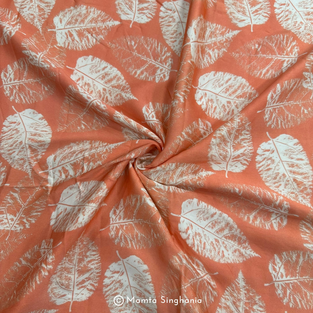 Peach Leaf Printed Modal Satin