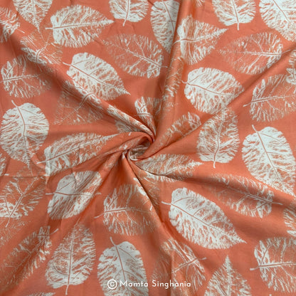 Peach Leaf Printed Modal Satin