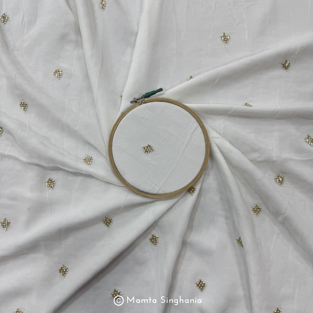 White Plain Dyeable Embroidered Georgette Fabric