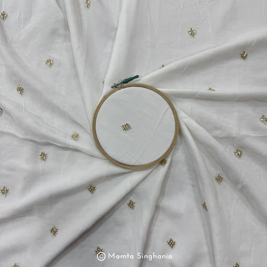 White Plain Dyeable Embroidered Georgette Fabric