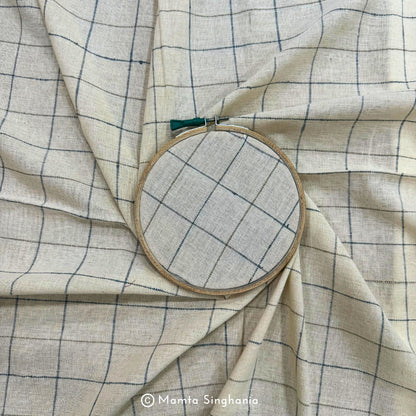 White Checks Handloom Khadi Cotton Fabric