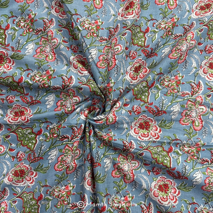 Light Grey Floral Printed Cotton Fabric