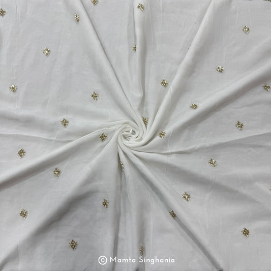 White Plain Dyeable Embroidered Georgette Fabric